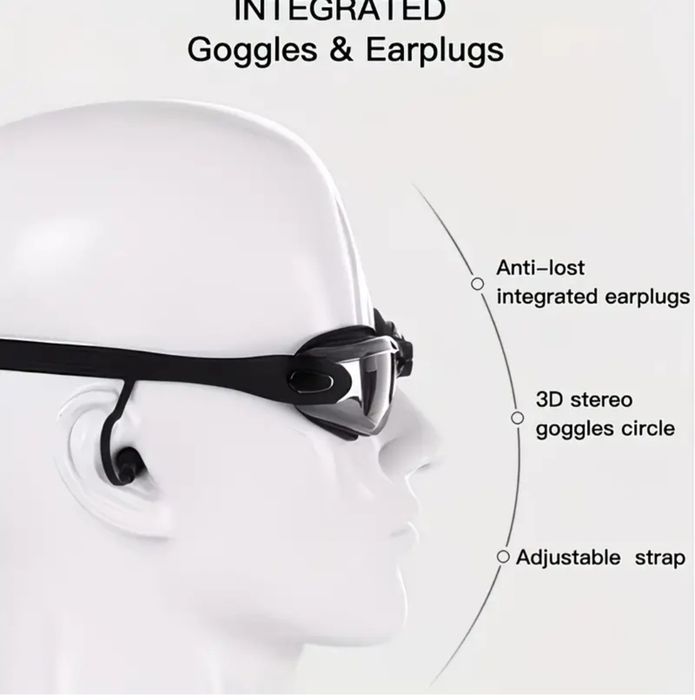 Ochelari de înot profesionali anti-aburire, cu dopuri de urechi atașat