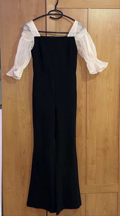 Черен гащеризон с тюлени ръкави, елегантен, за дете