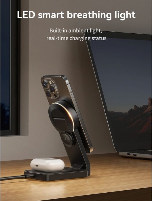 Hoco CQ3 Док-станция 3 в 1 Magnetic 30W iPhone 15/ 16 iWatch AirPods