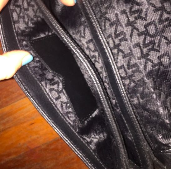 Geanta Plic DKNY piele naturala maro cu blana ponei leopard - 450 RON