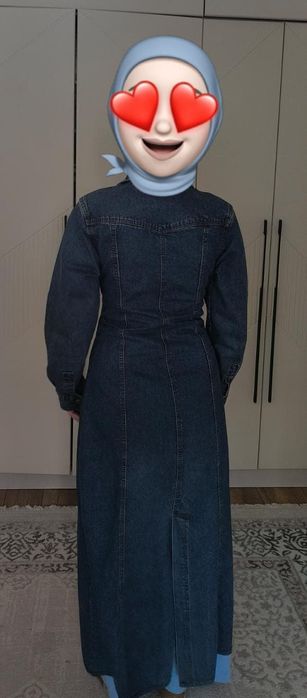 Джинсовый плащ макси