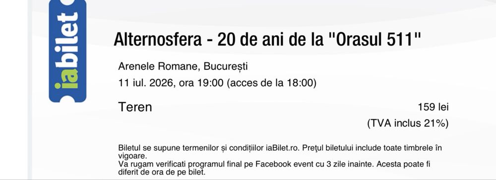 Bilete concert Alternosfera - Arenele Romane