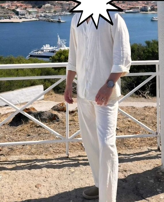 Costum vara set barbati camasa si pantaloni material subtire