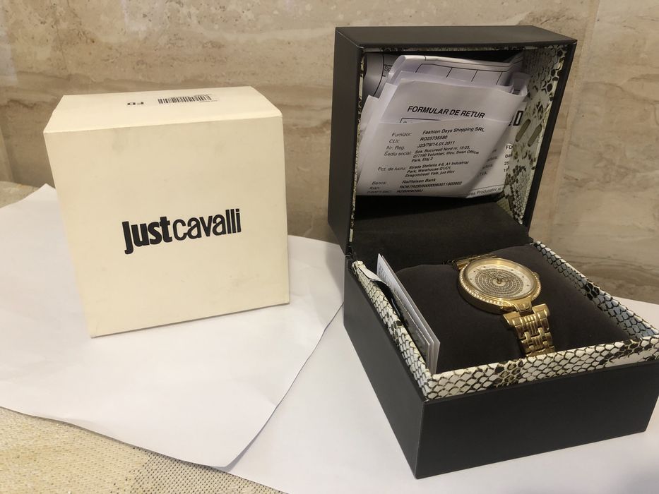 Ceas Dama Just Cavalli multe pietricele /Auriu