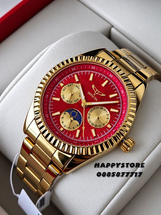 INVICTA Emerald gold red dial unisex 38 mm, Инвикта нов унисекс часовник