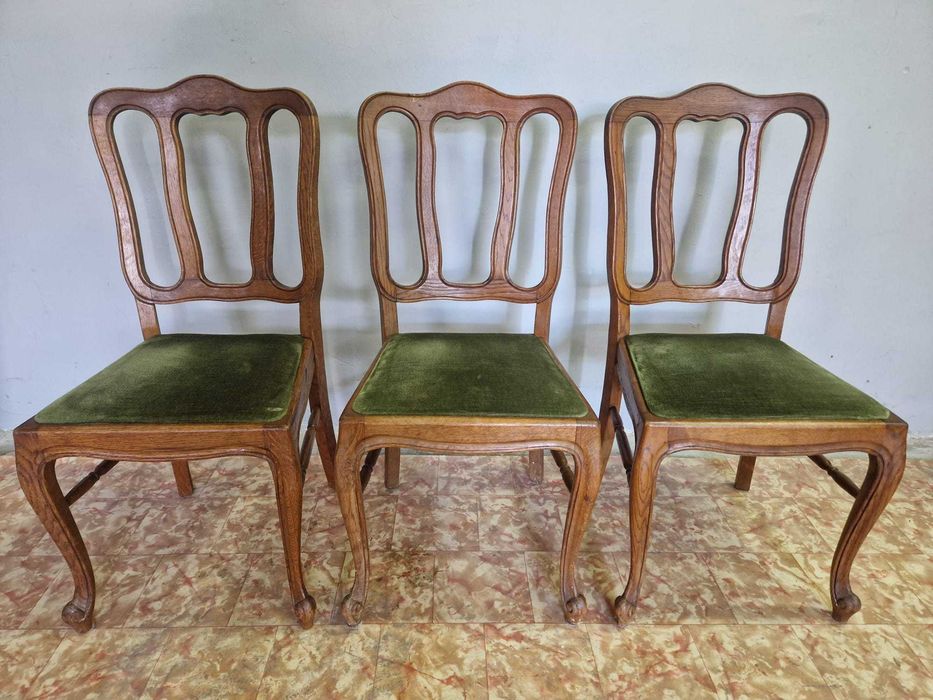 6 броя трапезни столове бял дъб в стил "ЛУИ XV"