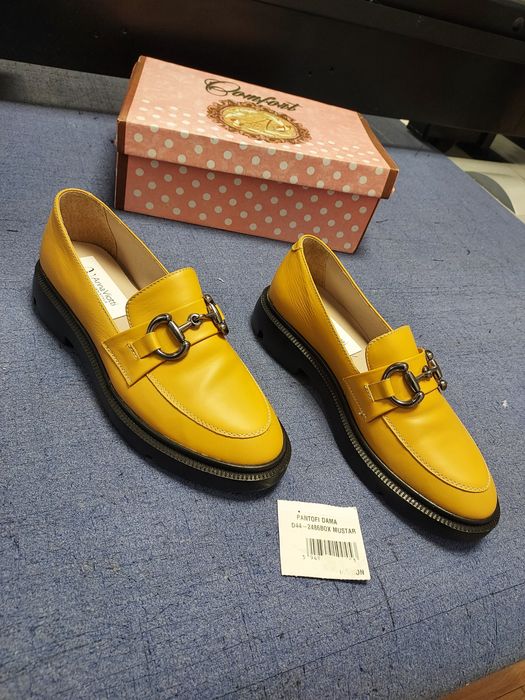 Pantofi dama piele Anna Viotti-Italian style-culoare muștar-39-noi, reducere