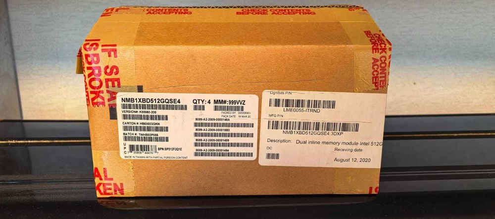 Упаковка 4 штуки Intel по 512GB Optane