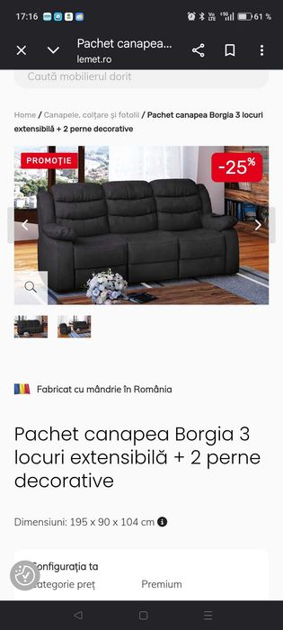 De vanzare canapea piele naturala noua