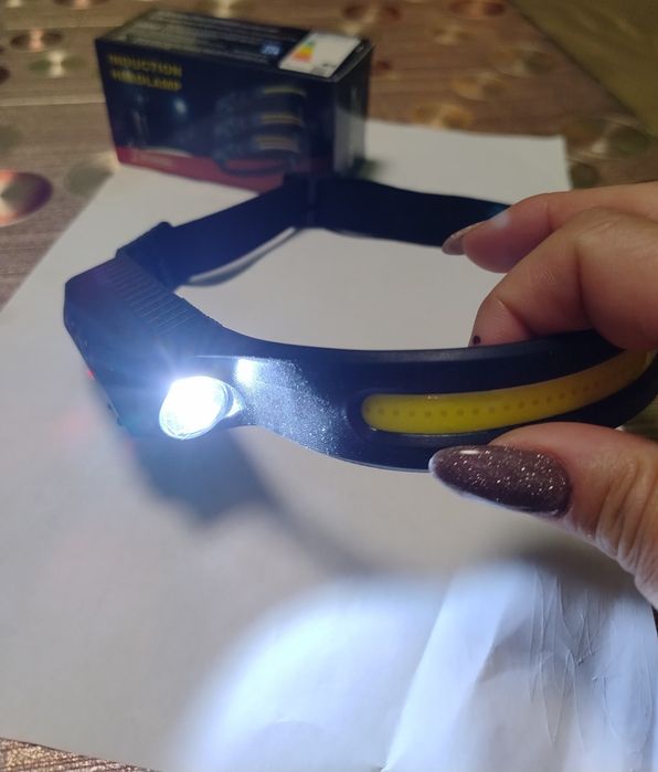 LED Челник с два вида светлини и сензор за движение и usb charger