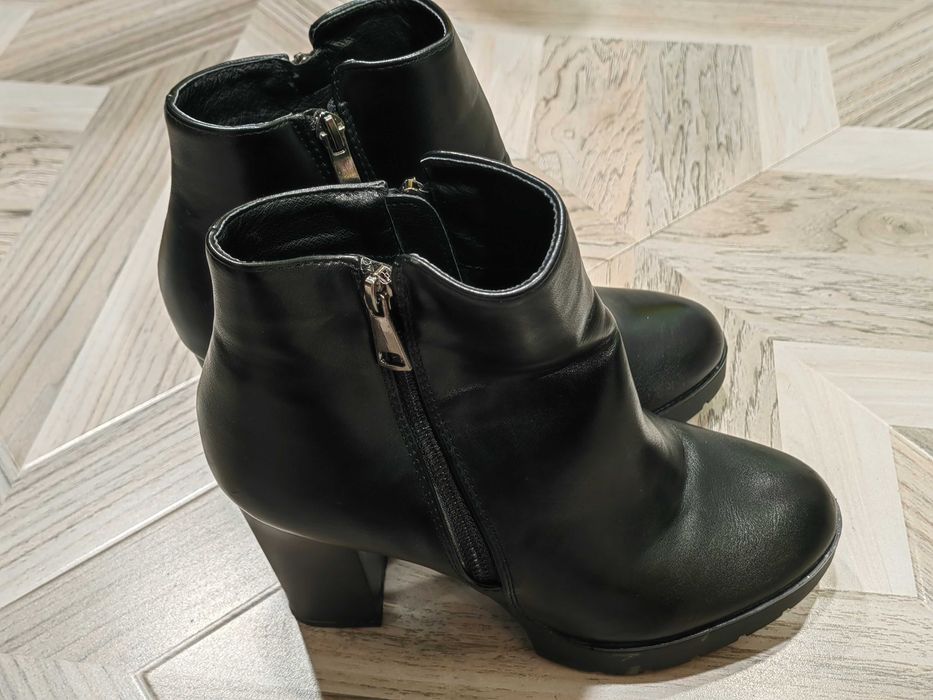 Зимни боти на ток, естествена кожа