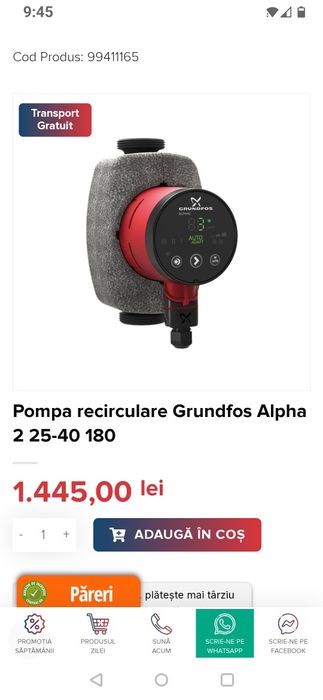 Pompa recirculare Grundfos Alpha 2 25-40 180