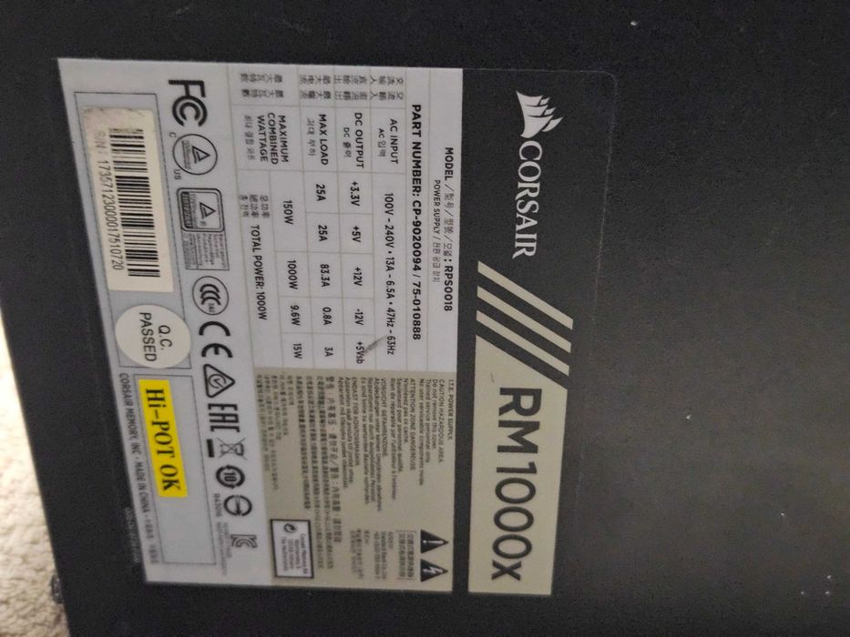 Sursa Corsair RMx Series RM1000x, 80+ Gold, Cybenetics Gold, 1000W