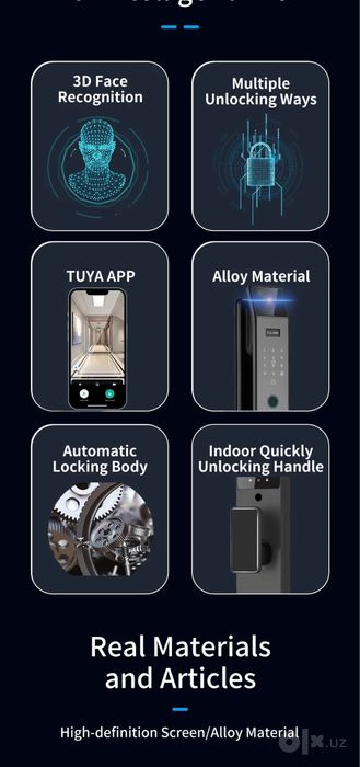 Умный замок с распознаванием лица отпечатков и видеоглазком Smartlock