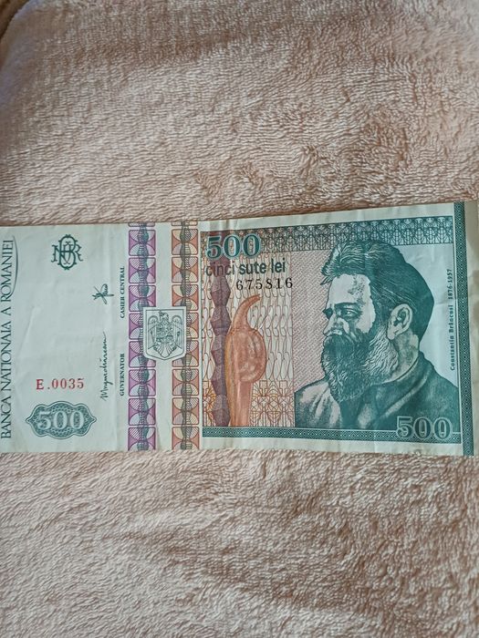 Bacnota noua de 500lei ,cu  Constantin Brancusi. din anul 1992 ,stare impecabila.