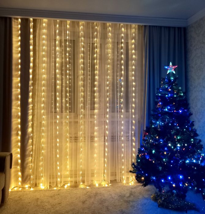 Гирлянда Водопад Дождик на окно