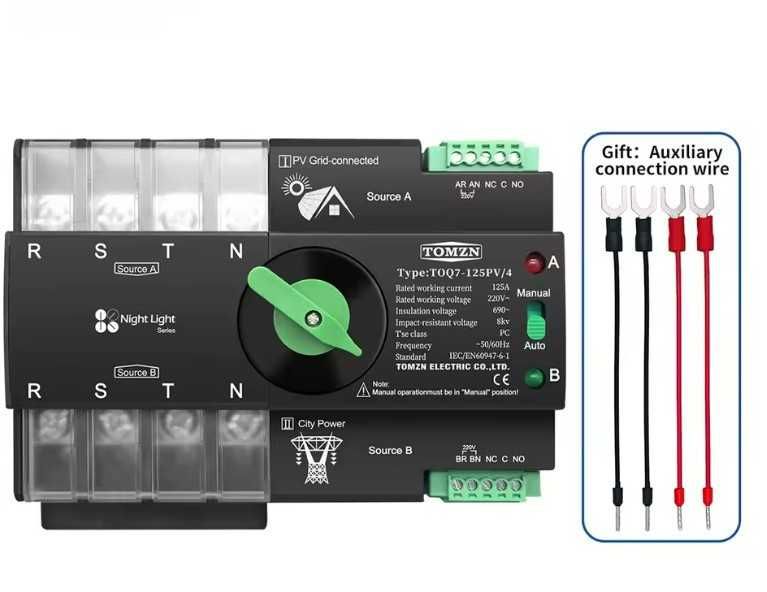 Comutator ATS TOMZN , ATS, 2P sau 4P 125A, 220V 230V, retea + PV
