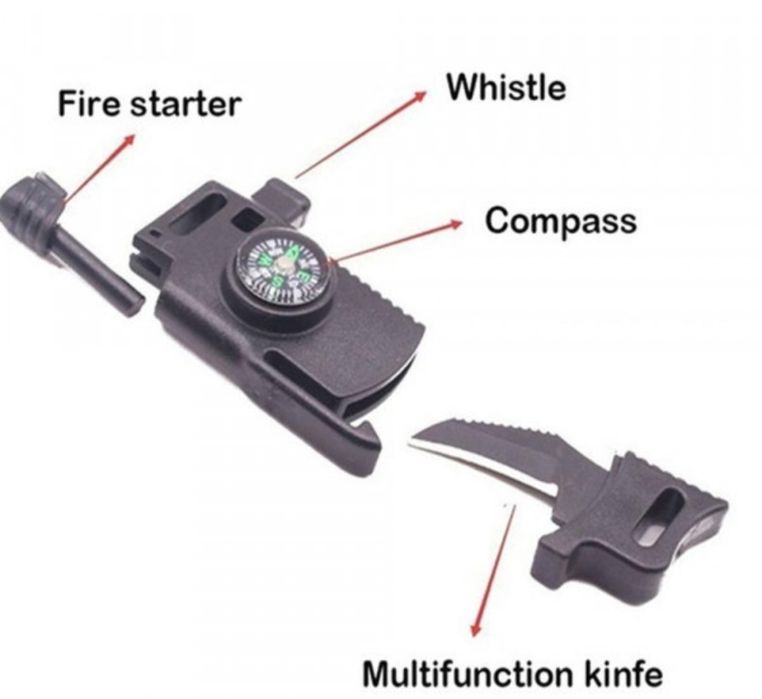 Тактическа гривна за оцеляване 5 в 1 (въже,компа