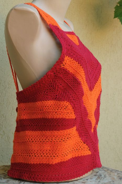 ~top.damă.orange~hand.made~unicat~