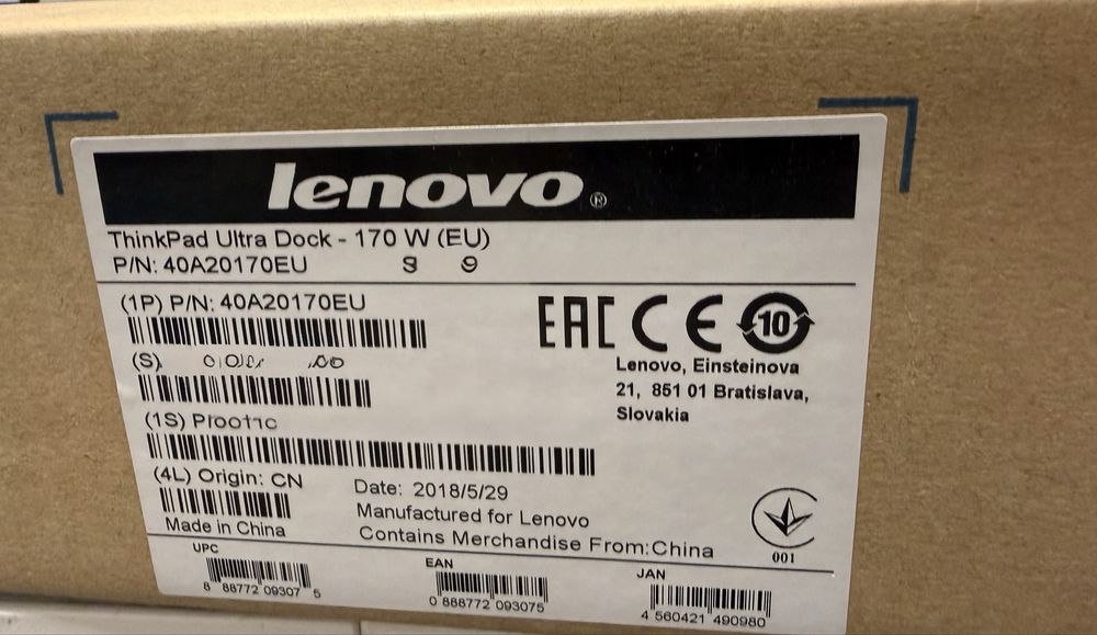 Lenovo ThinkPad Ultra Dock 40A2 170W – нов, запечатан