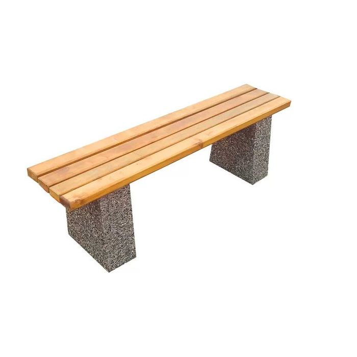 Banca din beton cu sezut din lemn