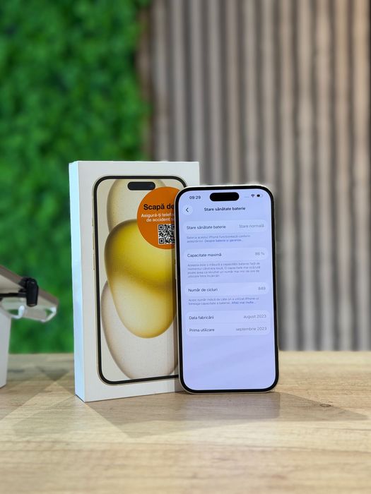 Iphone 15 128Gb Yellow/Baterie86%/Fact+Gar 12 luni @atsgsm.ro