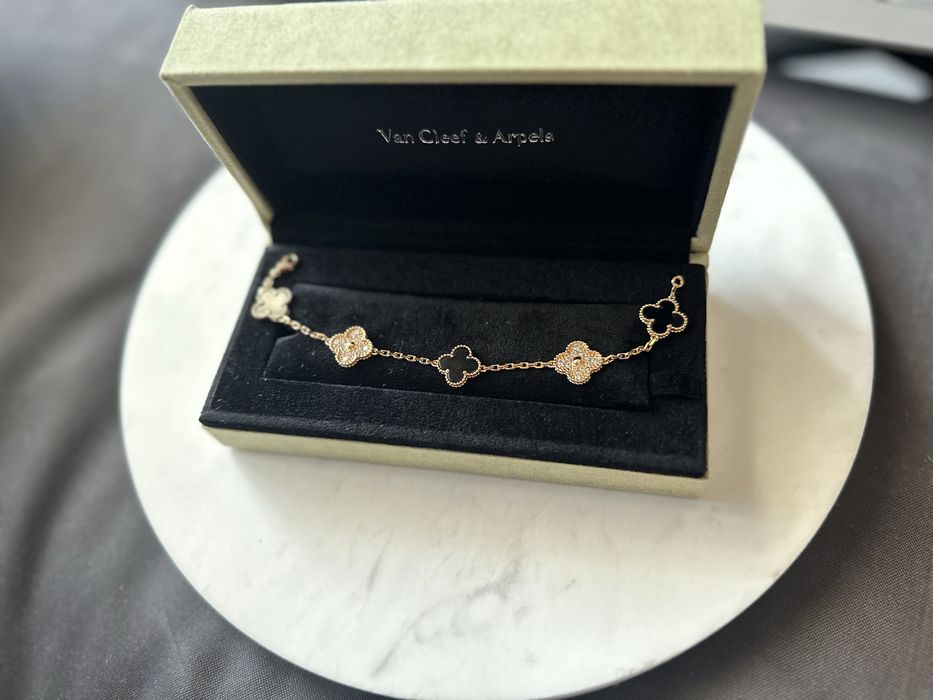 Van Cleef & Arpels Vintage Alhambra bracelet,5 motifs гривна rose gold