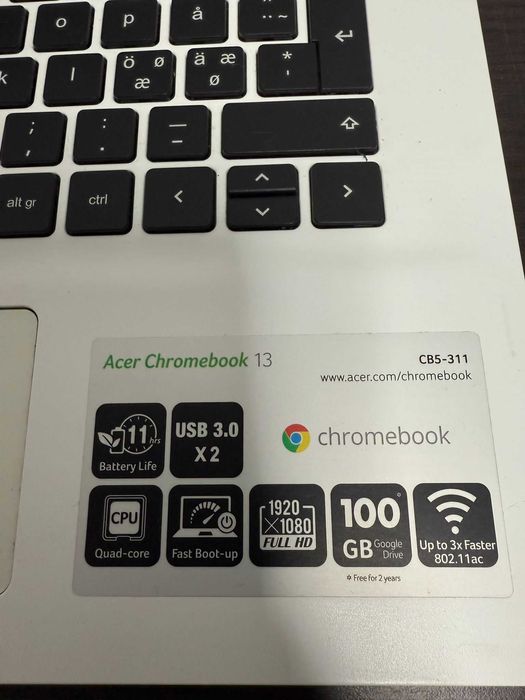 Acer Chromebook 13 - Full Hd - Quad Core -peste 8 ore, DDR4 Model nou