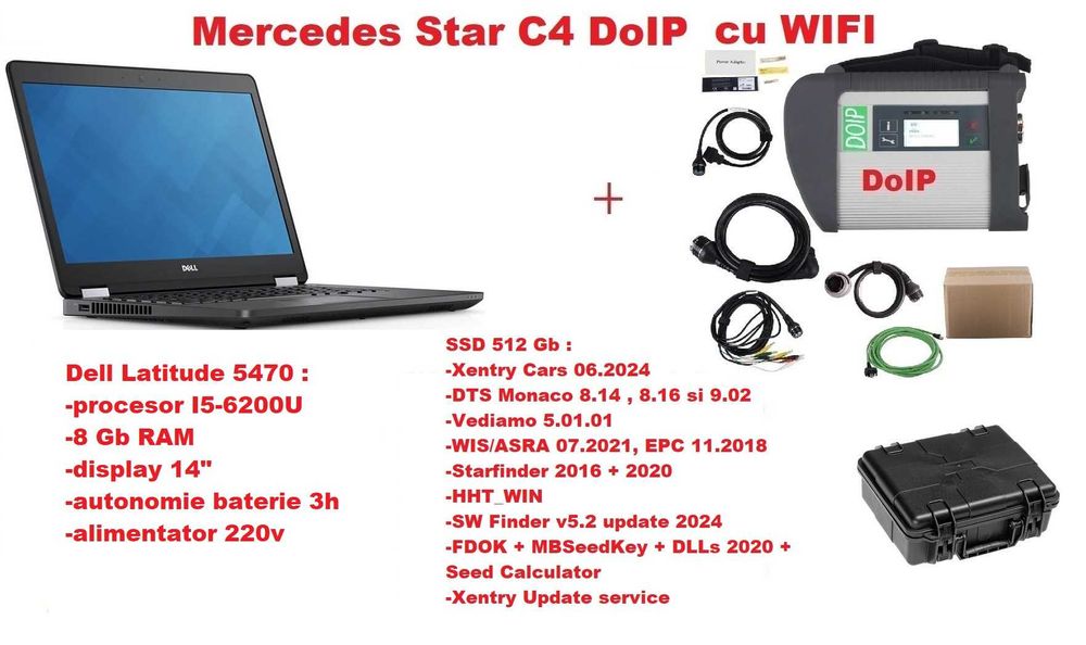 Star C4 DoIP + Dell 5470 + SSD 512 Xentry 06.2024 DAS Vediamo DTS HHT