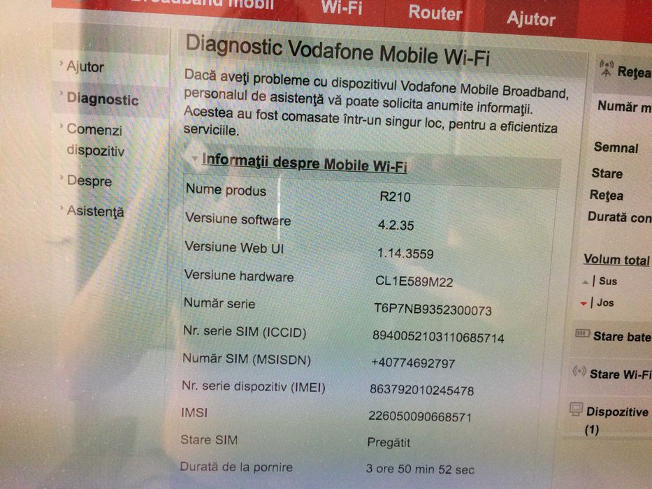 Hotspot mobil 4G Vodafone R210 functional si decodat.Cititi anuntul.