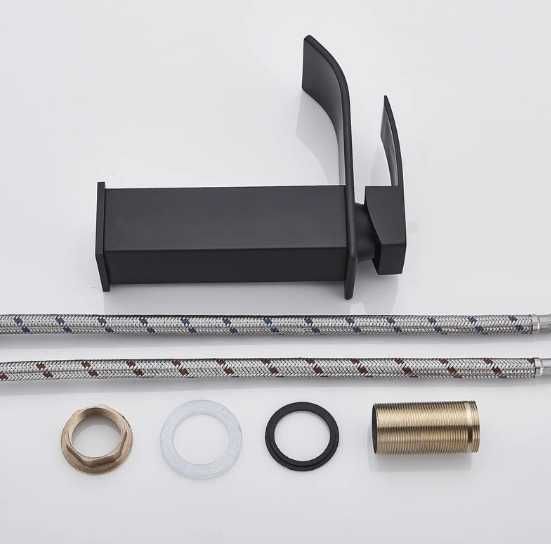 Baterie Cascada Lavoar Chiuveta Baie Bucatarie Modern Neagra Scurta