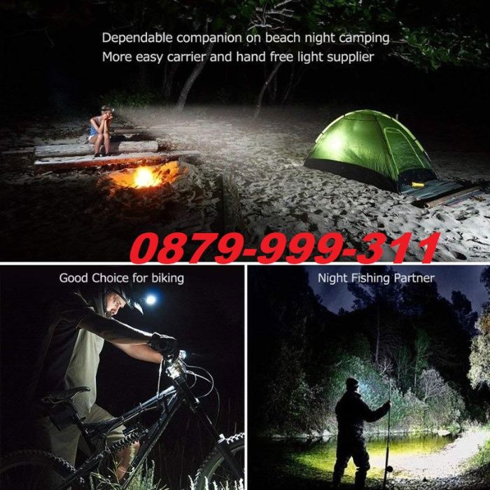 МОЩЕН 5 LED петорен челник / фенер за глава Акумулаторен chelnik