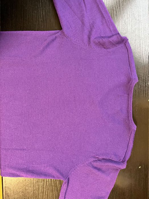 Pulover mov Fred Perry, 100% lână merinos, mărimea M