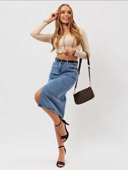 Джинсовая модная юбка