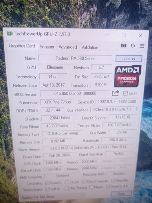 Vand placa video rx580 8gb xfx