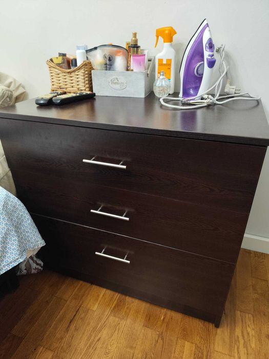 Скрин и 3 броя нощни шкафчета за спалня - венге