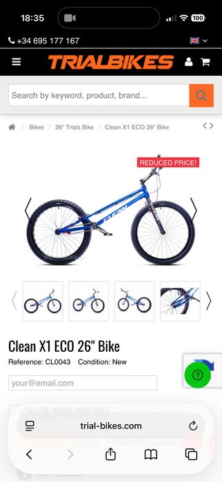 Clean X1 ECO 26" Bike. Trial Bike