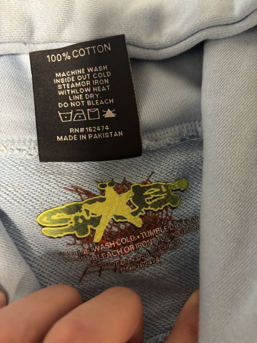 Sp5der hoodie light blue ringstones