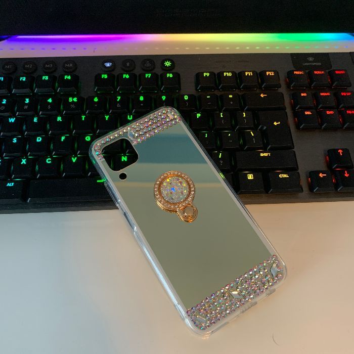 Husa oglinda, pietricele + inel Huawei P40 Lite, P40 Lite E, P40 Pro