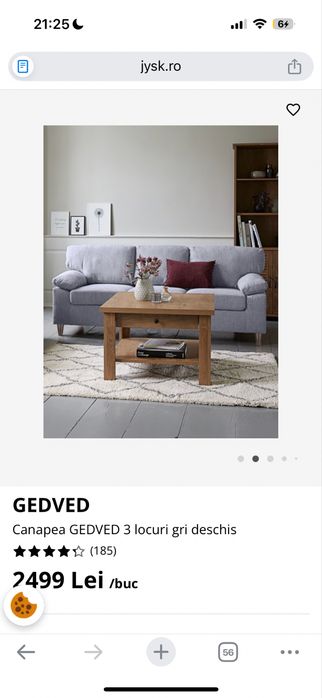 Canapea 3 locuri fixa Jysk