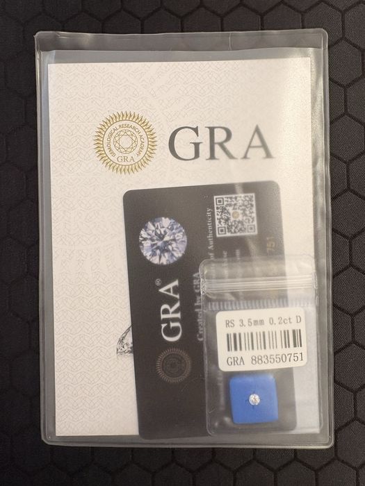 Мойсанит / Диамант 3.5mm 0.2ct с GRA Сертификат