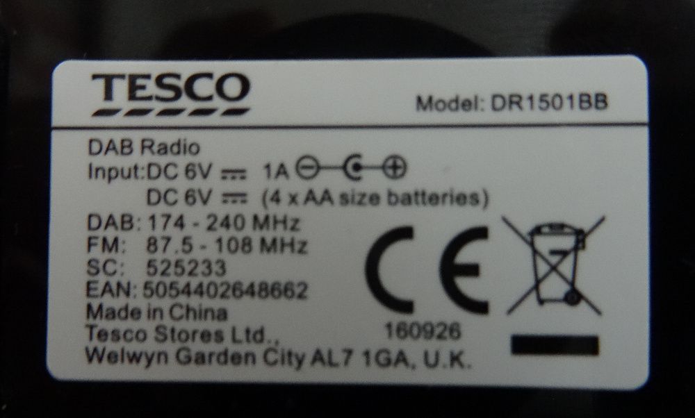 Vand Radio RDS FM/ DAB Tesco DR 1501 (Germania)