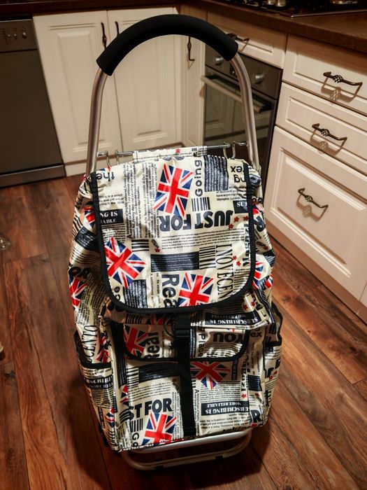 Carucior pentru cumparaturi, roti triple , impermeabil, print deosebit