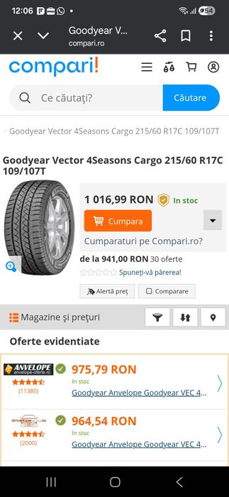 Cauciucuri all season  215/60/17 C Goodyear  Vector4seasons  Cargo
