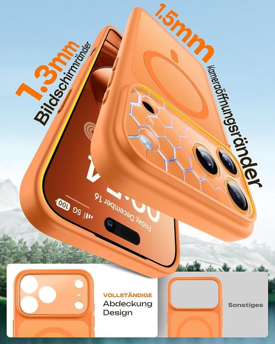 Матов magsafe кейс за apple iphone 17 pro max - оранжев