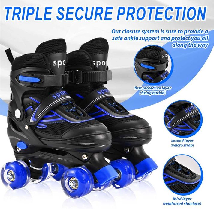 Ролкови кънки,светещи размер М-от№ 33 до № 37| 20-23 см