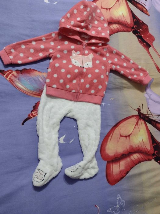 Hanorac vulpita si pantalonasi, material Cocolino, mas. 80, 9-12 luni