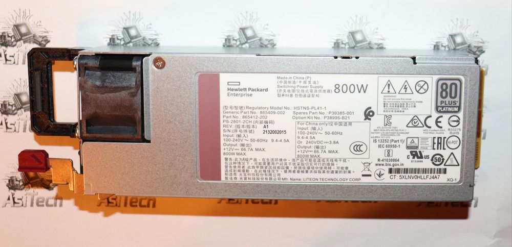 Sursa Alimentare/ PSU Server HPE 800W FS Plat Ht Plg LH DL G10+/ DL-ML G11/G12 P38995-B21/ 8 6 5 4 1 2 - 1 0 2