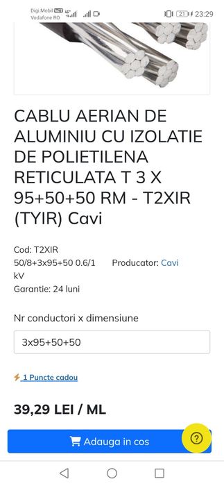 Cablu electric bransament 7 fire, 7x16mm