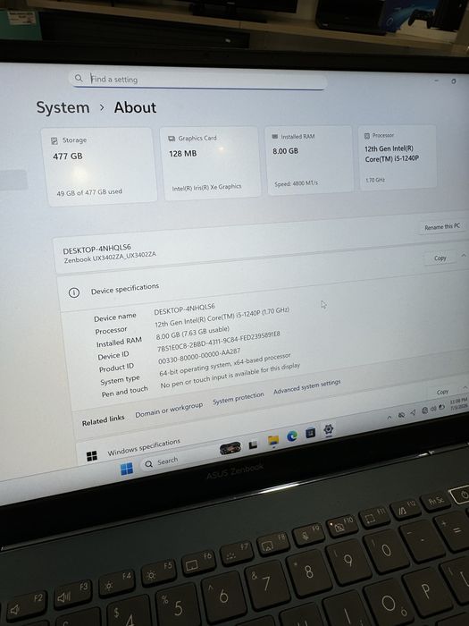 Asus Zenbook UX3402Z Intel Core i5-1240P SSD 256GB